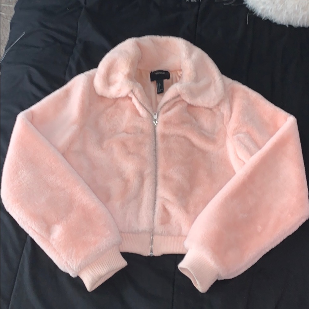 Baby Pink Fuzzy Zip Up Jacket